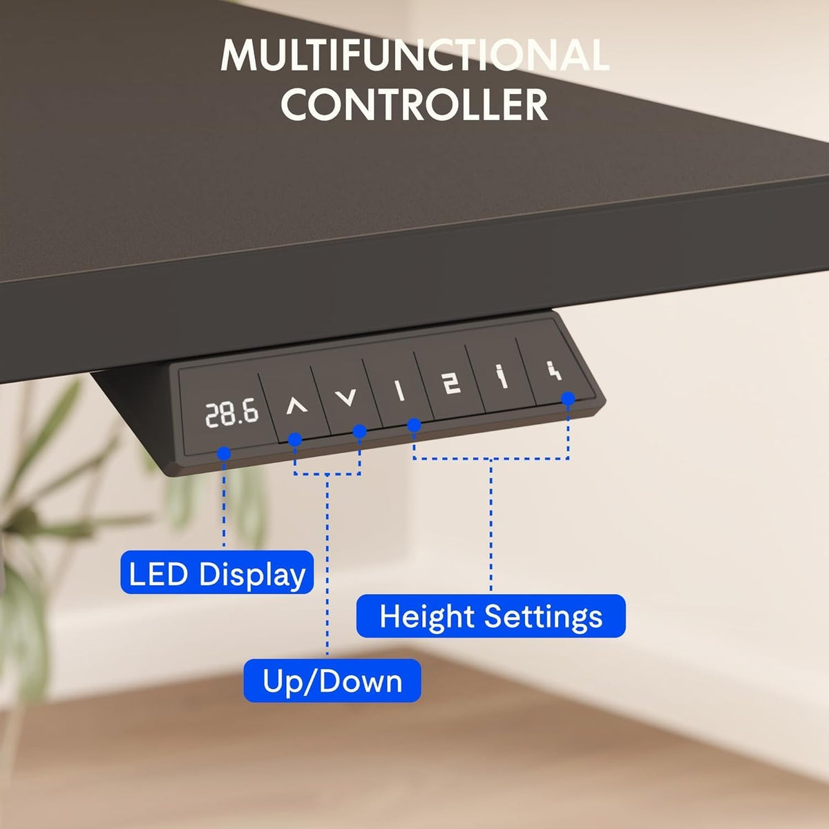 FLEXISPOT EN2 55''x28'' Electric Standing Desk with PC Stand Bundle, 1" Whole-Piece Desktop, Easy-to-Install Hanging Design PC Mount, Bundle for Home Office, Game & Small Spaces, Black