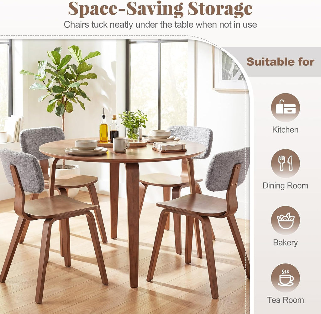 Giantex 37.5" Round Dining Table Set for 4, Rubber Wood Kitchen Table and Chairs with Padded Back, 5 Piece Space Saving Dinner Table Set for Small Apartment, Living Dining Room