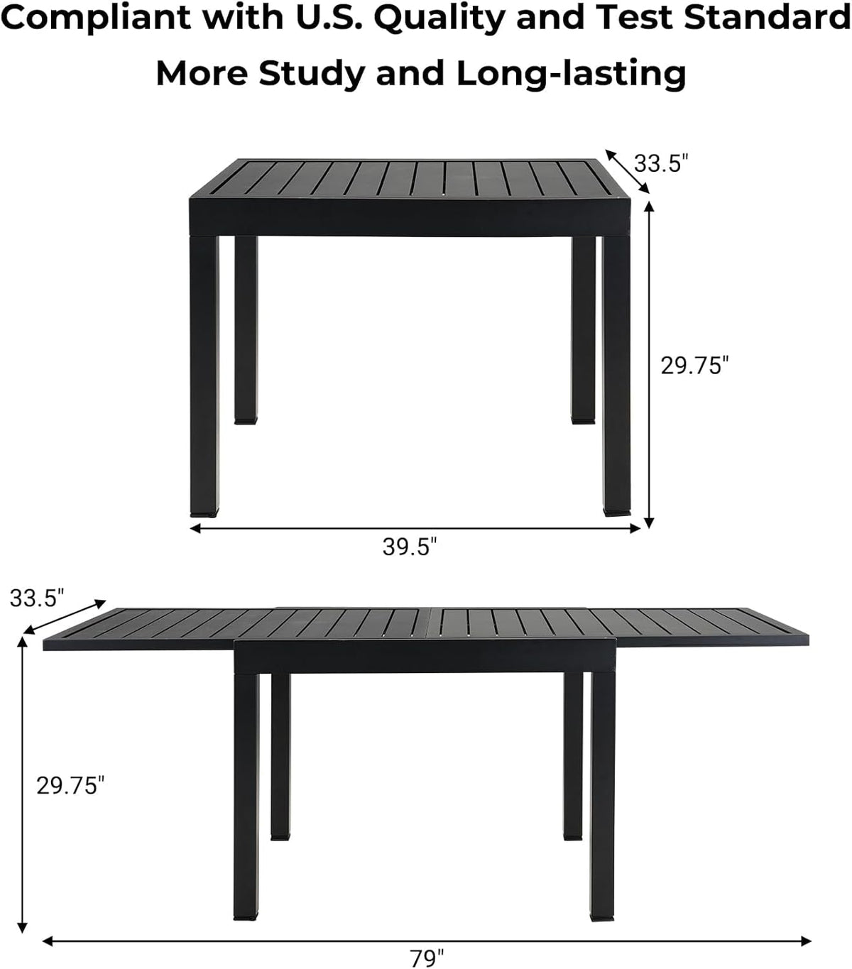 Grand patio 7-Piece Outdoor Dining Set for 6 with 1 Rectangle Expandable Table for 4-6 Person, Metal Woven Wicker Fixed Patio Chairs with Thickened Cushions for Yard, Poolside, Deck (Black)
