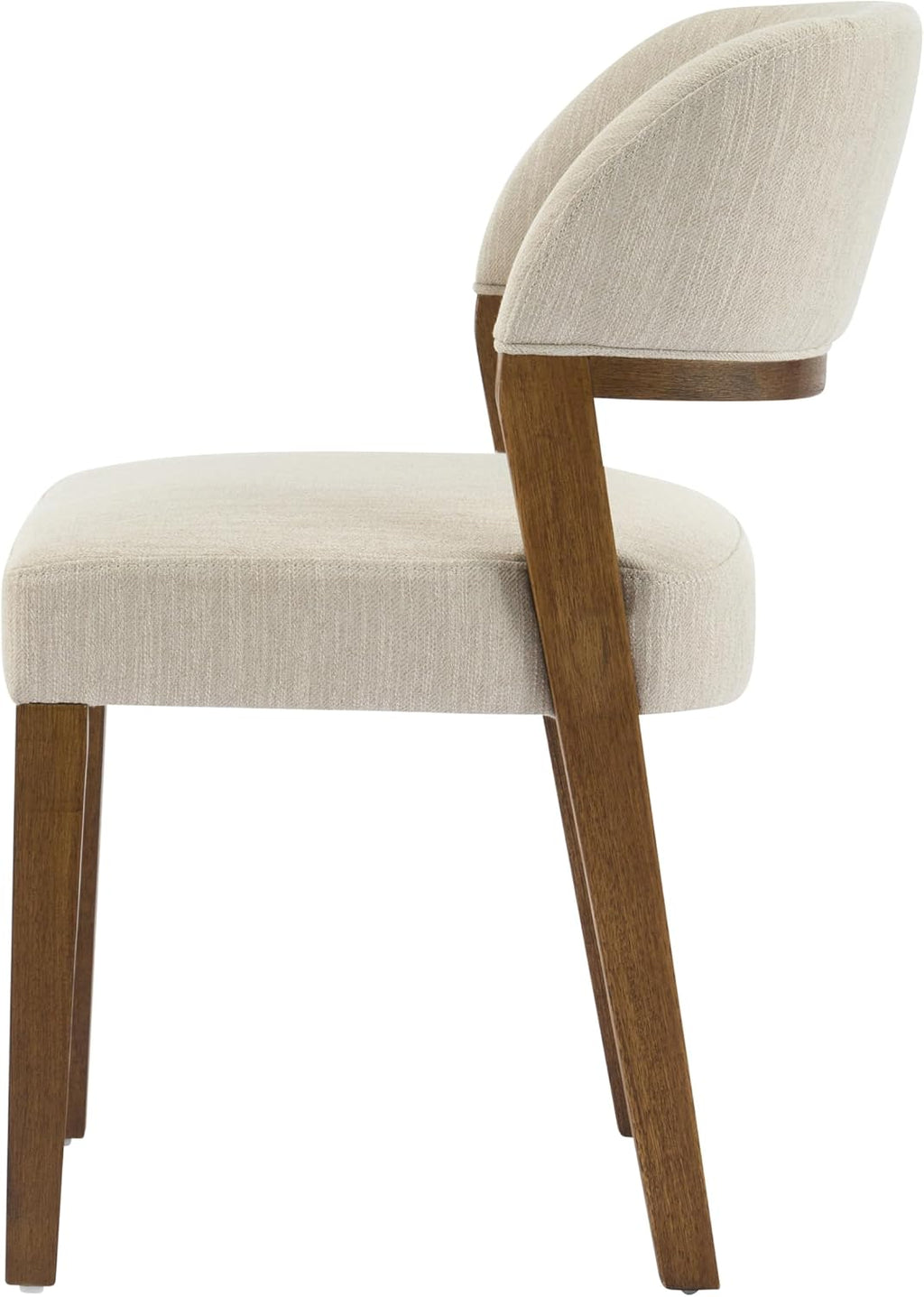 Christopher Knight Home Hanie Modern Upholstered Dining Chair Set of 2, Curved Backrest Kitchen Side Chair, Wooden Armless Dining Room Chair, Extra Seat for Living Room, Walnut+Beige