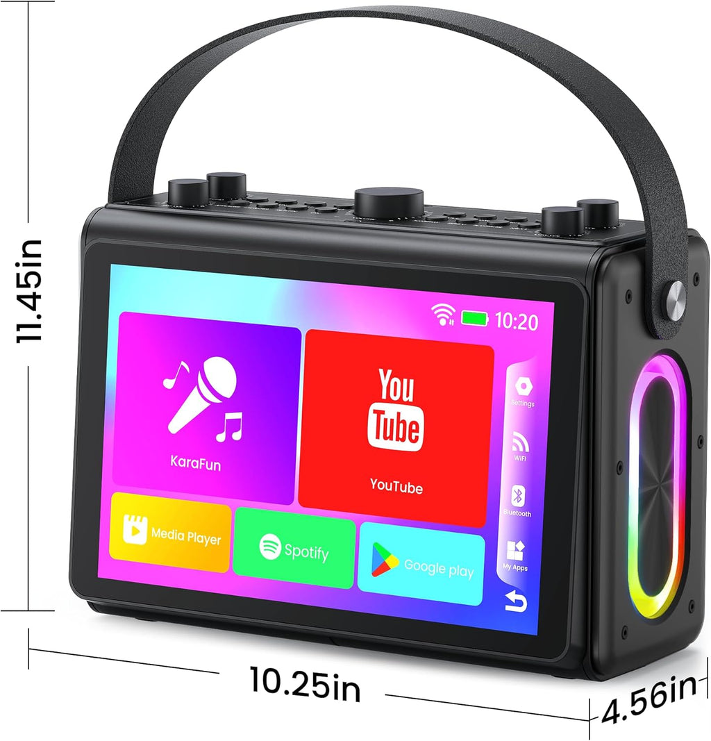 Karaoke Machine for Adults, Built-in 10.1" HD Lyrics Screen, Supports WiFi Bluetooth HDMI USB and TF, Portable Karaoke Player with 2 Wireless Microphones for Home Party Family Gathering