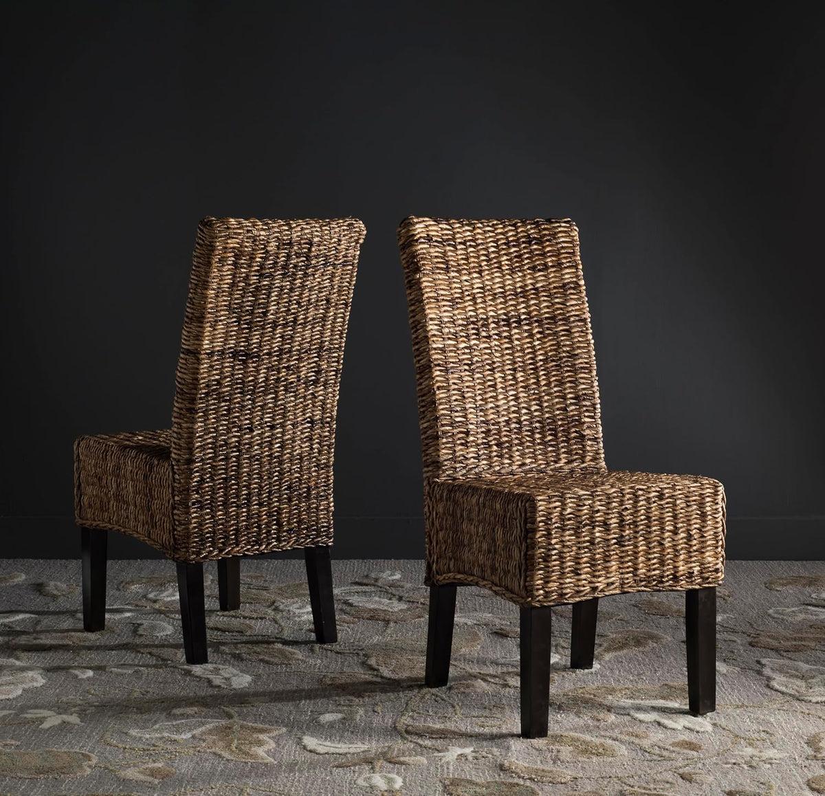 SAFAVIEH Home Collection Avita Natural Rattan & Abaca Wicker Dining Chair Set of 2, Coastal Woven Dining Chairs with Pine Wood Legs, 18-Inch Seat Height (SEA8012A-SET2)