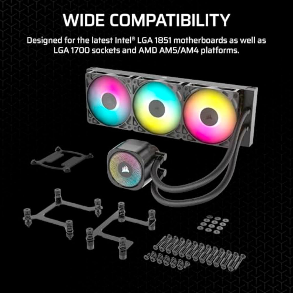 CORSAIR Nautilus 360 RS ARGB Liquid CPU Cooler – 360mm AIO – Low-Noise – Direct Motherboard Connection – Daisy-Chain – Intel LGA 1851/1700, AMD AM5/AM4 – 3X RS120 ARGB Fans Included – Black