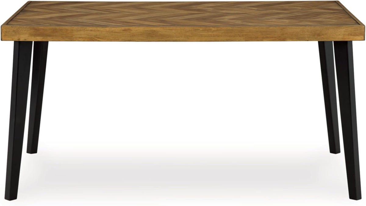 Signature Design by Ashley Blondon Rectangular Dining Room Table Set with 6 Chairs, Chevron Pattern, Tapered Legs, Seats 6, Wood, 60" Long, Brown & Black