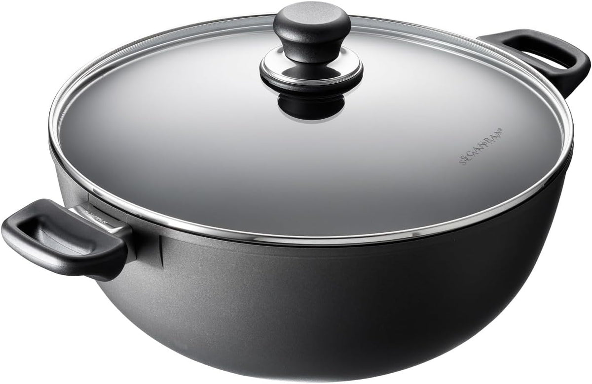 Scanpan Classic 8 1/4 Qt Nonstick Casserole/Stew Pot with Lid – Metal Utensil Safe, Dishwasher & Oven Safe to 500°F, Works on Gas & Electric Stovetops, Black