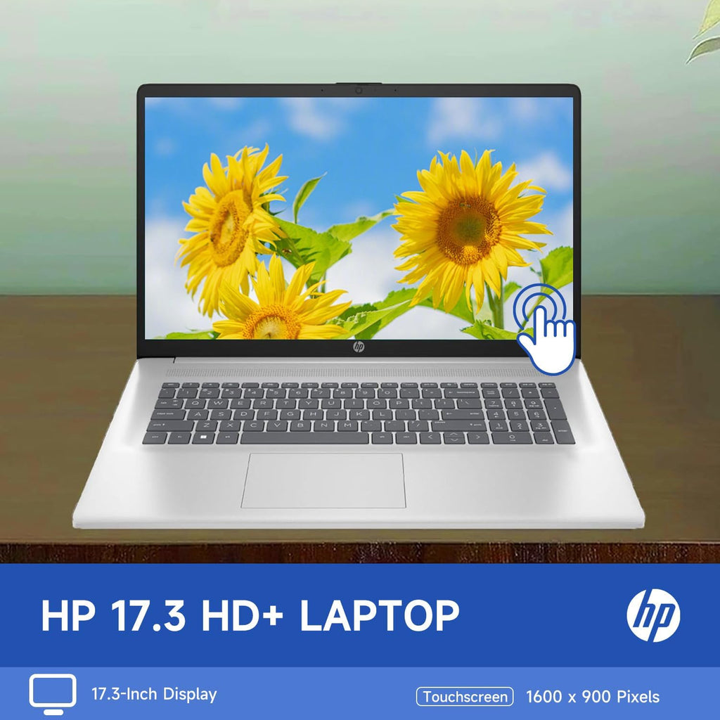 HP 17.3" Laptop for Home, Students, Business, Lifetime Office 365 for The Web, 17.3" Touchscreen, 8-Cores Intel CPU, w/Copilot, 16GB RAM, 128GB eMMC + 1TB PCIe, Camera Privacy Shutter, Win11 Pro
