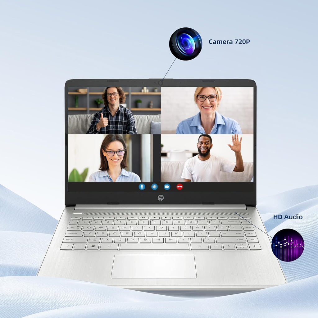 HP Essential Laptop Computer for Home and Student with Office 365, 2026 Edition, 128GB Storage- Intel Processor - LED Display, 500GB External HDD, Portable Design, Copilot AI, Win 11 Home S