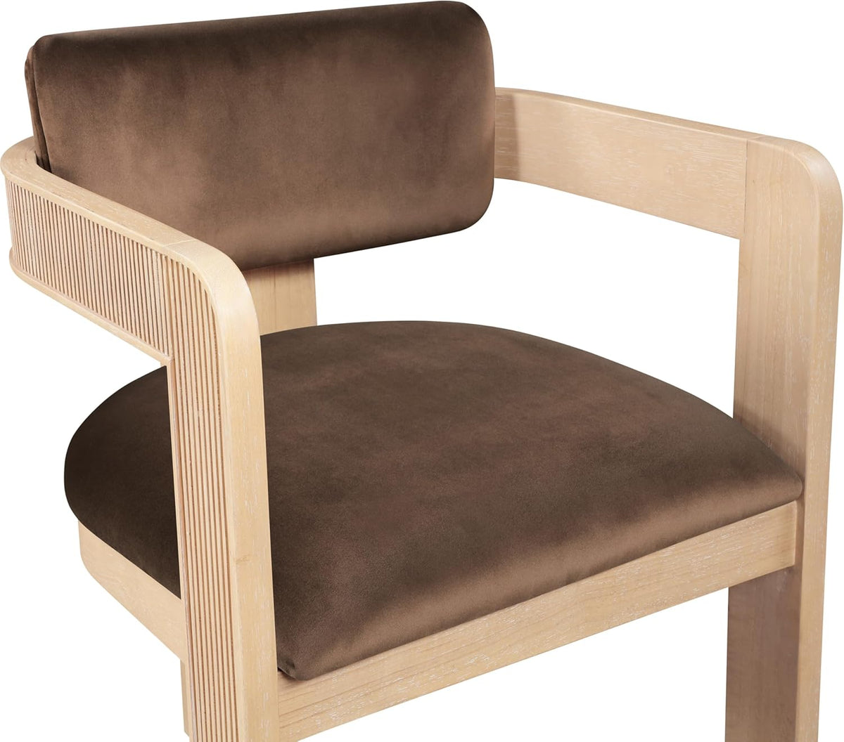 Meridian Furniture 11094Brown-C Sacha Collection Art Deco Dining Chair, Ultra Luxe Brown Velvet, 460 GSM Velvet, Solid Fluted Wood Natural Finish, 22.5" W x 22" D x 31" H, Brown, Set of 2