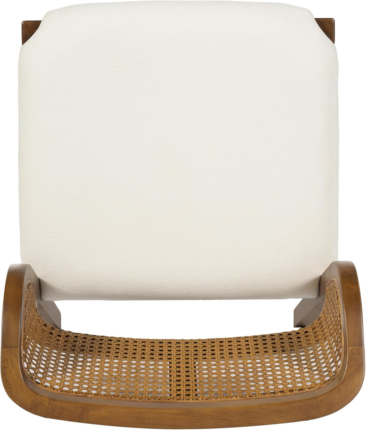 Christopher Knight Home Cayde Upholstered Dining Chairs Set of 2, Kitchen Side Chair with Cane Backrest, Rubberwood Dining Room Chair, Extra Seat for Living Room, Walnut+Beige