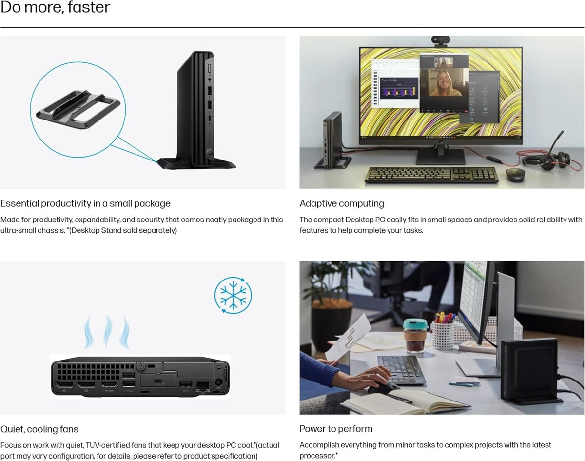 HP Mini Desktop PC Computer for Office Work, Data Processing, Accounting, Video Editing, Intel i7-12700T (16GB RAM, 512GB SSD), 3X 4K Output, Wired Keyboard & Mouse & Stand Included, Windows 11 Pro