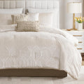 Madison Park 7-Piece Velvet Comforter Set, Jacquard Bedding Sets for All Season, Includes Comforter, Bed Skirt, Pillow Shams and Decorative Pillow, Queen/King/Cal King, Nocturne, Champagne | All Season