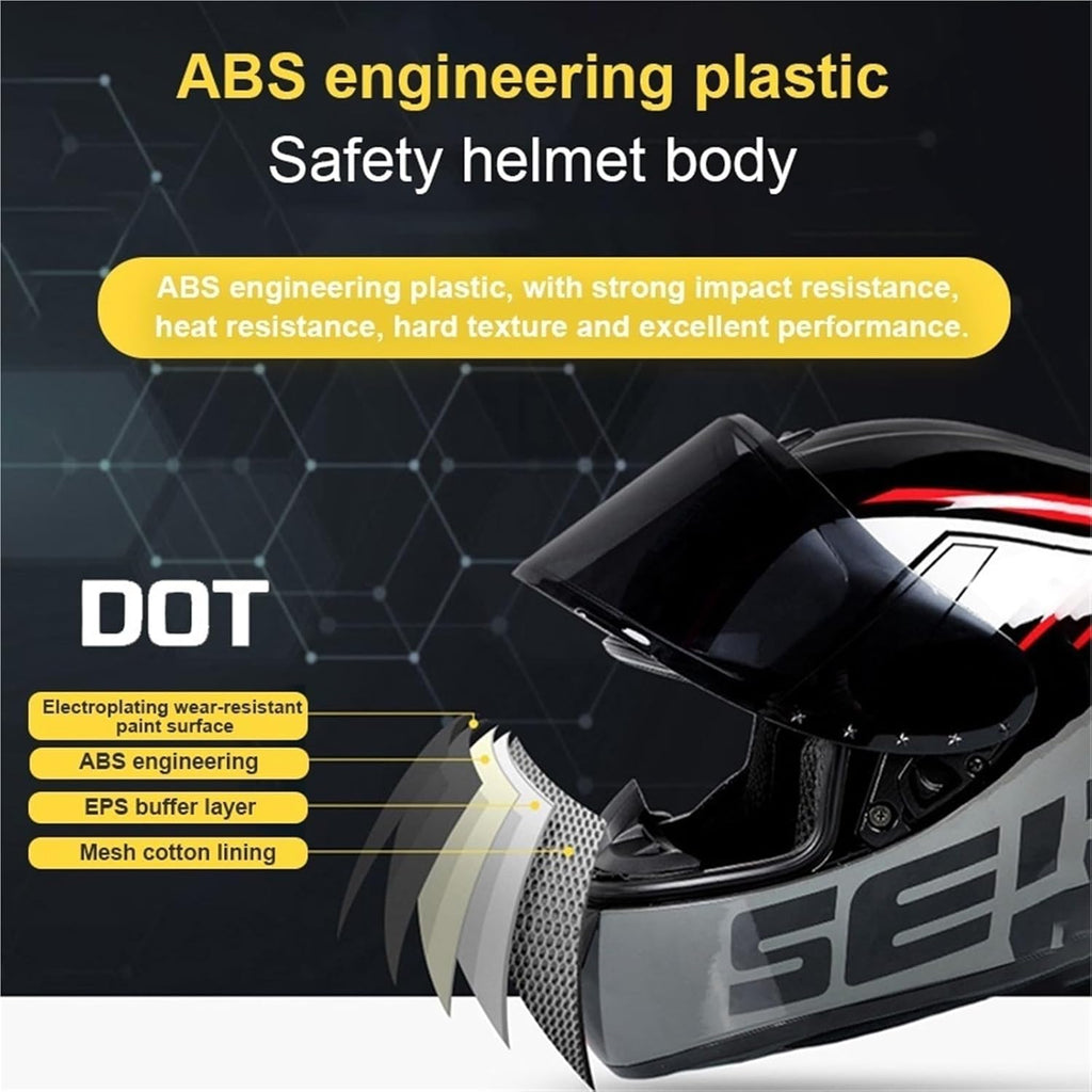 Bluetooth Full Face Motorcycle Helmet, DOT Approved Integrated Helmet, Built-in Dual Speaker with Microphone, Multiple Vents Motorbike Helmet Street Bike Helmet