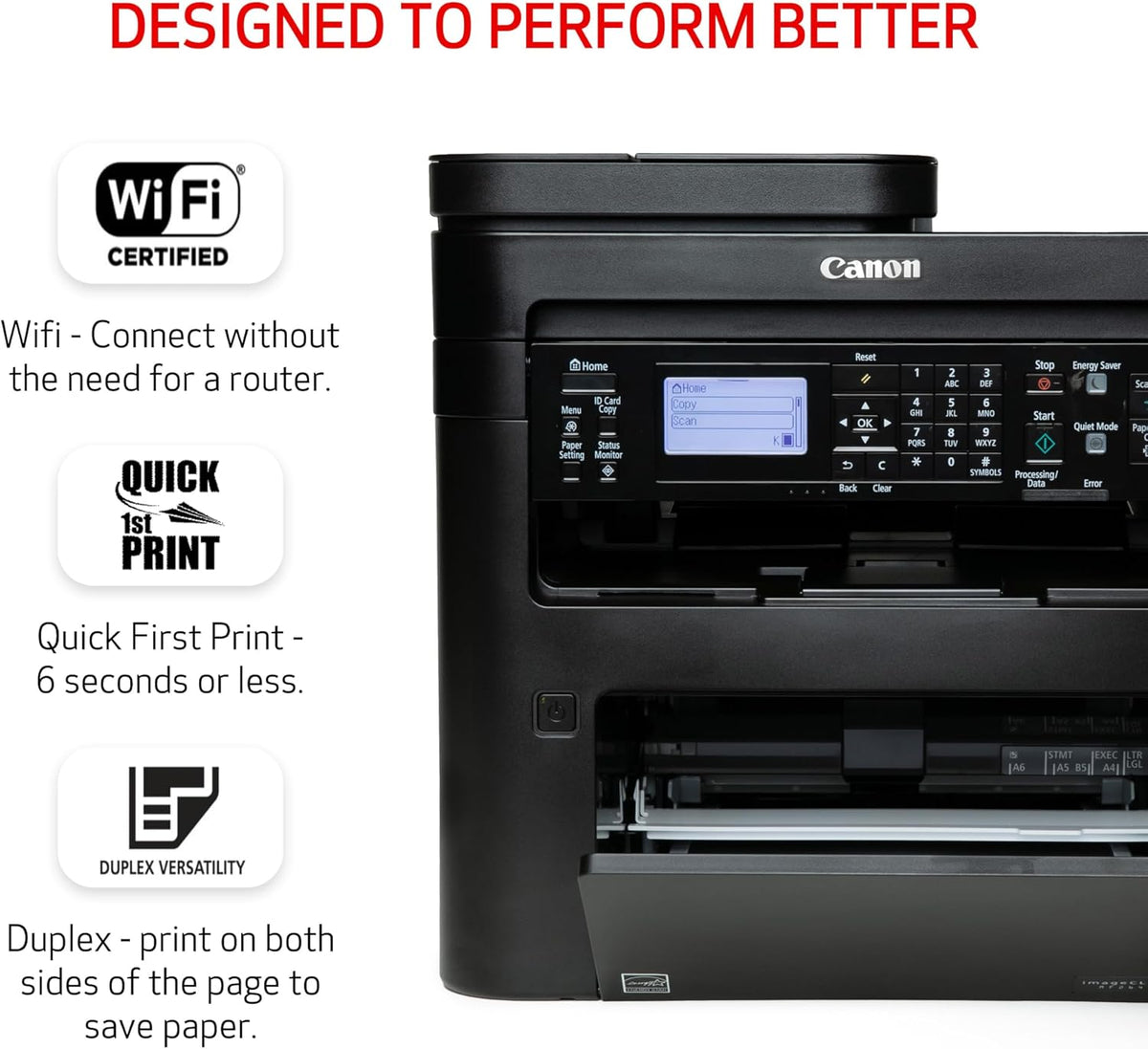 Canon imageCLASS MF264dw II - Monochrome Duplex Wireless Laser Printer, Multifunction with Scanner, Copier, Auto Document Feeder, Mobile Ready, 30 PPM, Black