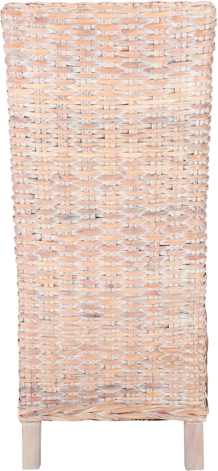 SAFAVIEH Furniture - Pembrooke Side Chair Set of 2-20' Seat Height - White-Washed - Mango Wood - Coastal Rattan Design - Ideal for Dining Room - Fully Assembled (FOX6520C-SET2)