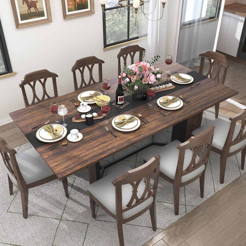 Hlivelood 70Inch Large Dining Table for 4 6 People,Wooden Rectangular Kitchen Table W/Waterproof Tabletop,Large Rectangle Furniture W/Adjustable Legs,Brown Dinner Table for Kitchen Dining Room(71IN)