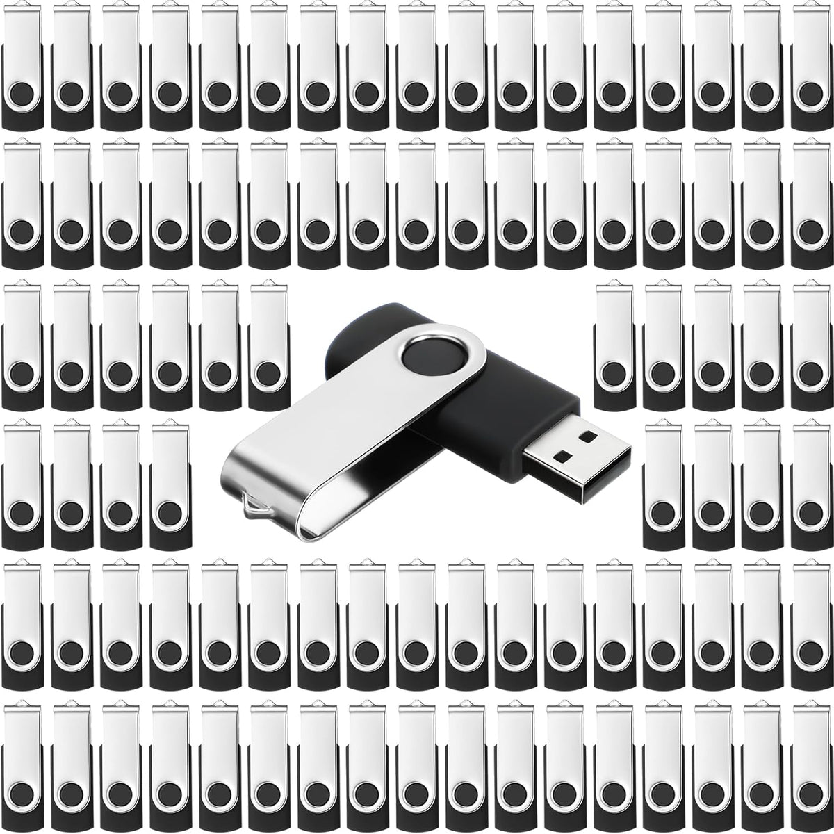 Kanayu 4GB 100 Pack USB Flash Drives Bulk 2.0 USB Thumb Drives Memory Drive with LED Light Portable Keychain Flash Drive for Data Storage Pc Computer Laptop Office School(Black)