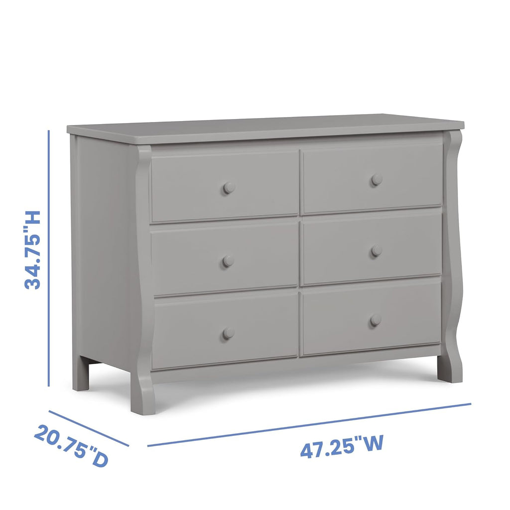 Delta Children Universal 6 Drawer Dresser with Interlocking Drawers - Greenguard Gold Certified, Grey