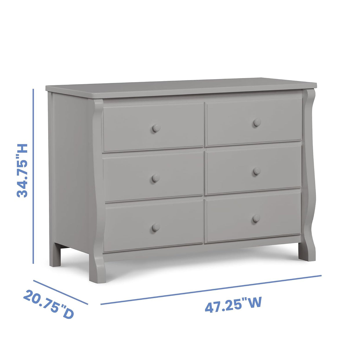 Delta Children Universal 6 Drawer Dresser with Interlocking Drawers - Greenguard Gold Certified, Grey