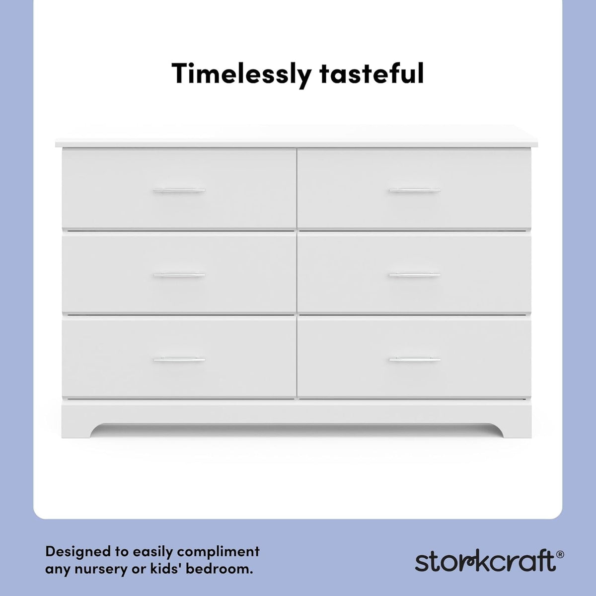 Storkcraft Brookside 6-Drawer Dresser (White) – GREENGUARD Gold Certified, White Dresser for Bedroom, Kids & Nursery Storage Chest, Safety Interlocking Drawers, Pre-Installed Tracks, Kids Chest