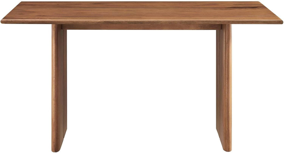 Modway Amistad 60" Solid Wood Modern Farmhouse Rectangular Dining Table in Walnut