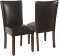 HomePop Parsons Upholstered Accent Dining Chair, Set of 2, Dark Brown Faux Leather