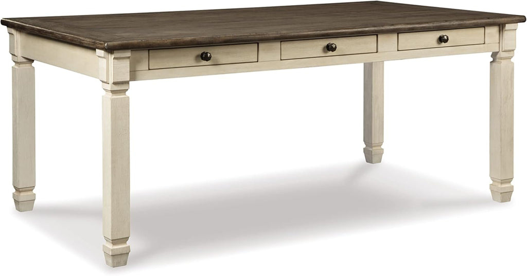 Signature Design by Ashley Bolanburg Dining Table, 2-Tone Farmhouse Style With 6 Built-In Storage Drawers, Wood & Engineered Wood Construction, Seats Up To 6, White/Brown