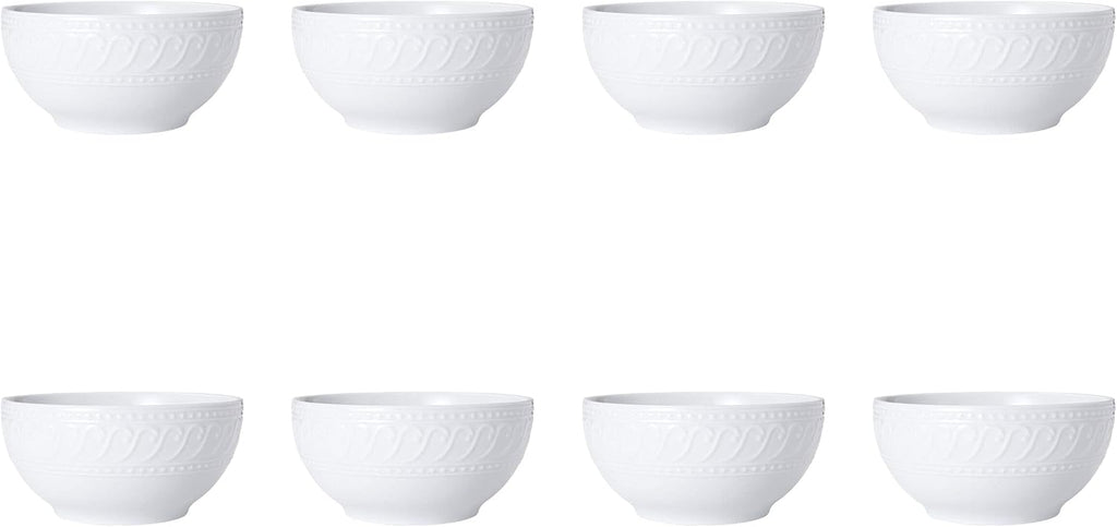 Pfaltzgraff Sylvia 32-Piece White Dinnerware Set, Service for 8, Durable Stoneware Plates, Bowls, and Mugs, Microwave and Dishwasher Safe