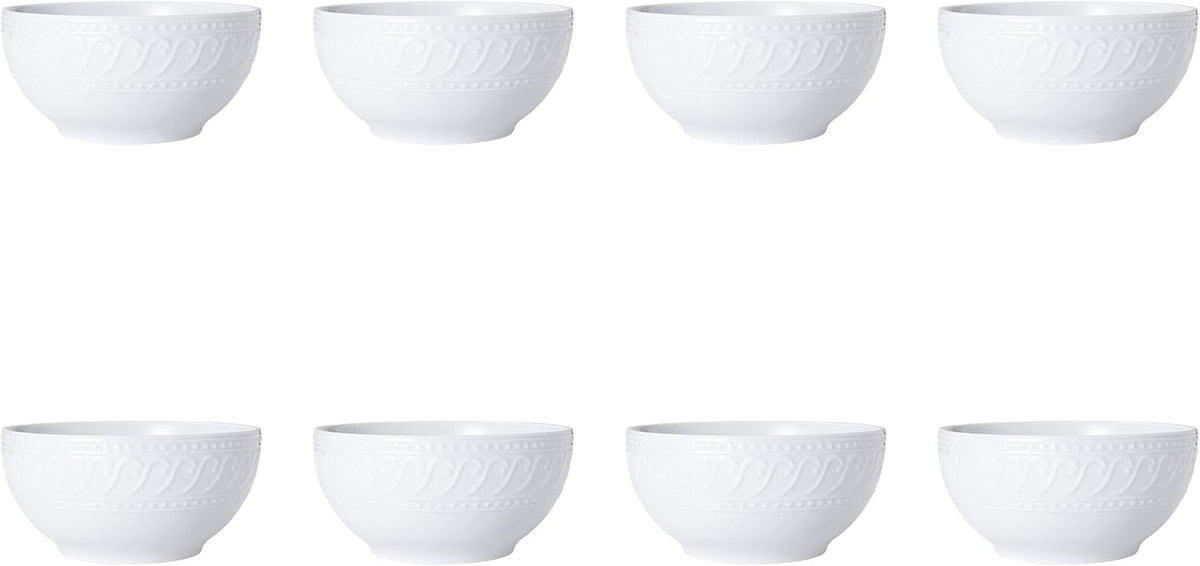 Pfaltzgraff Sylvia 32-Piece White Dinnerware Set, Service for 8, Durable Stoneware Plates, Bowls, and Mugs, Microwave and Dishwasher Safe