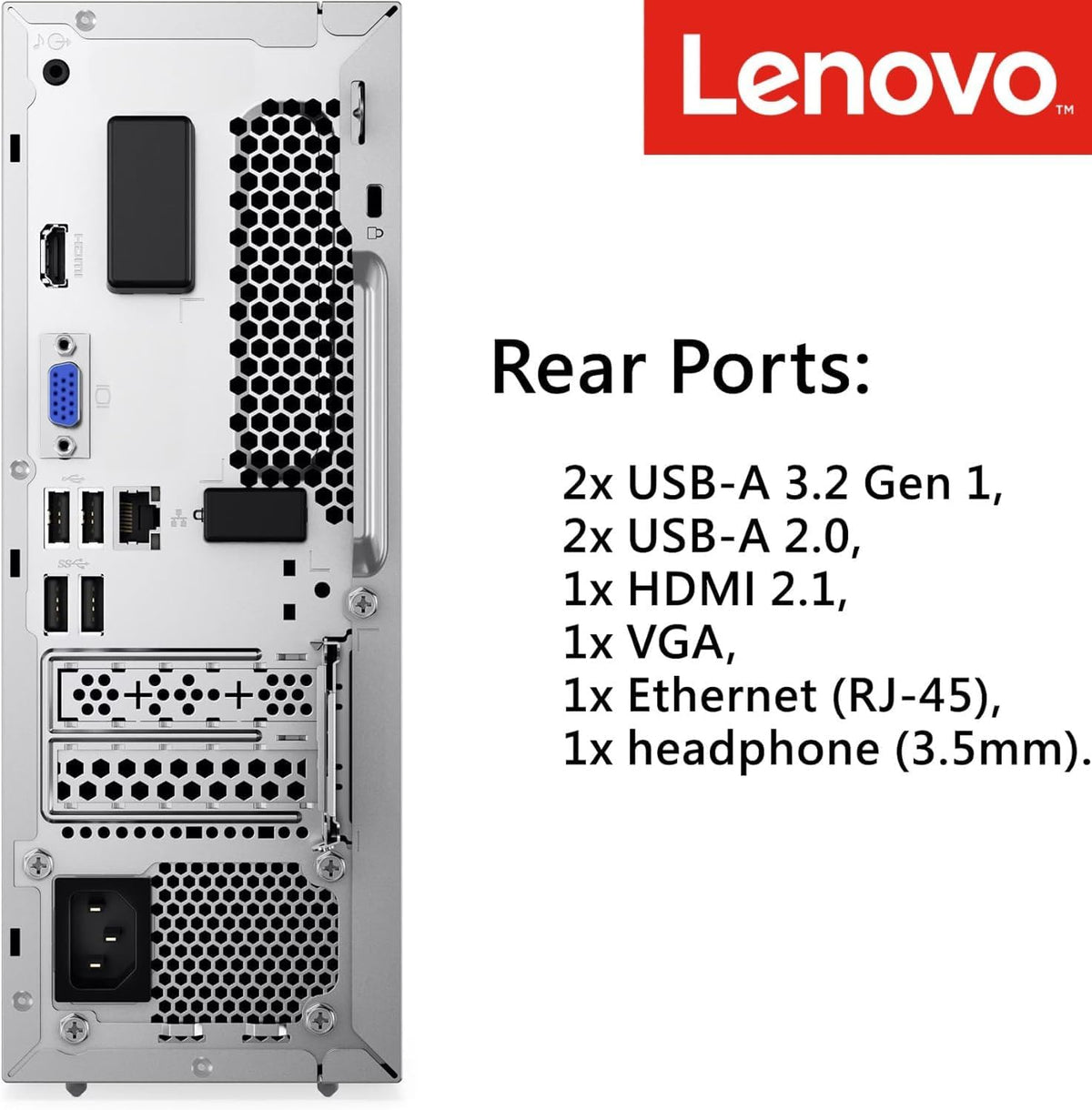 Lenovo IdeaCentre 3 SFF Business Desktop Computer, Latest 14th Gen Intel Core i5-14400, 32GB RAM, 1.5TB (1TB HDD+512GB PCIe SSD), USB-C, HDMI, VGA, RJ-45, Wi-Fi, Wired Keyboard & Mouse, Windows 11