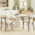 DUMOS Dining Chairs Set of 4, Mid Century Modern Chair Round Upholstered Curved Backrest, Kitchen Vanity Living Room Chairs with Black Metal Legs .Light Beige