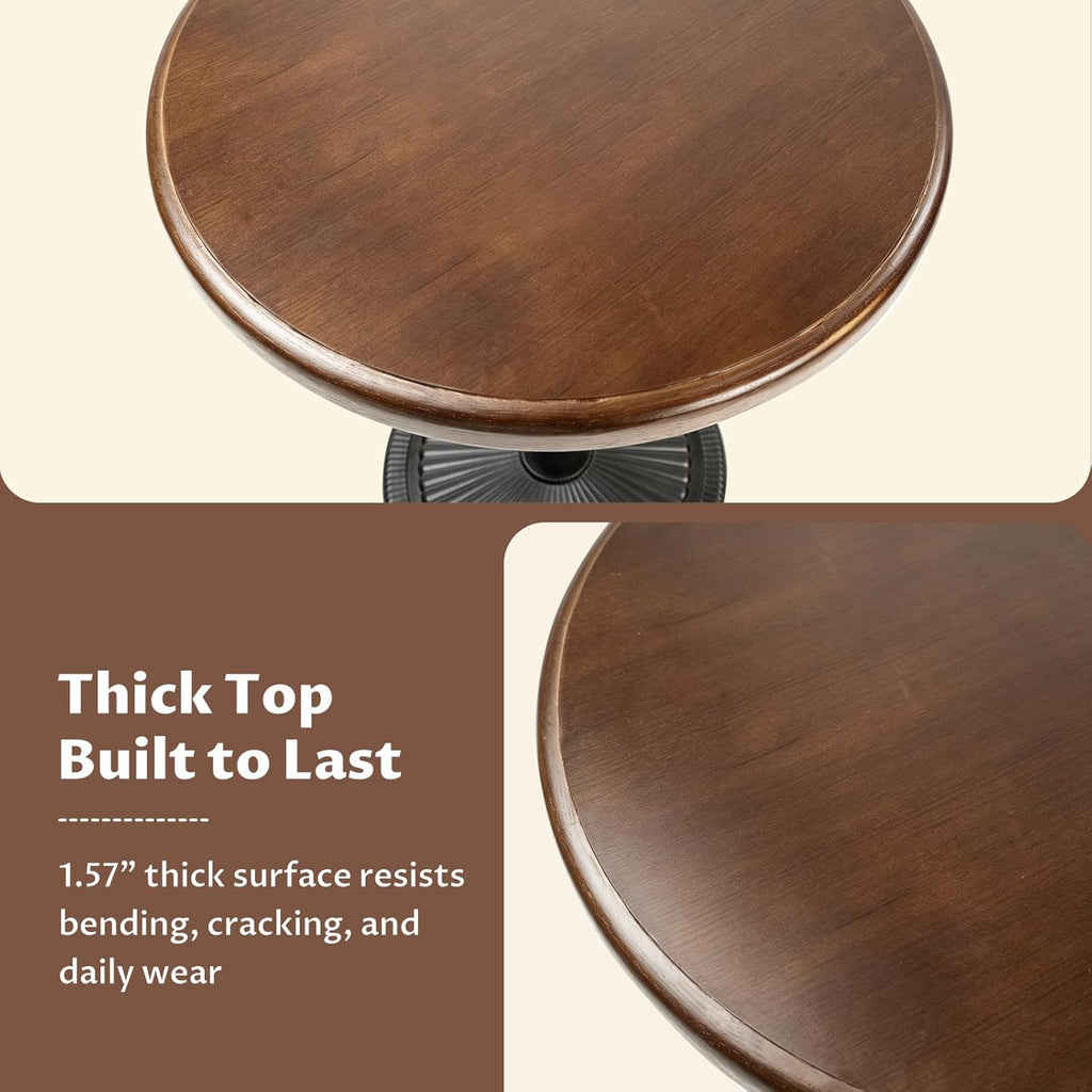 24 Inch Small Round Dining Table for 2, Sturdy Bistro Tulip Table with 1.57" Thick Tabletop, Stable Metal Pedestal Base, Easy Assembly, Space-Saving Kitchen Table for Apartment, Dining Room, Café, Pub