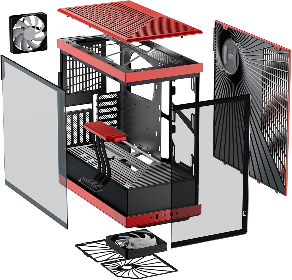 Hyte Y40 Modern Aesthetic Panoramic Tempered Glass Mid-Tower ATX Computer Gaming Case with PCIE 4.0 Riser Cable Included, Red (CS-HYTE-Y40-BR)