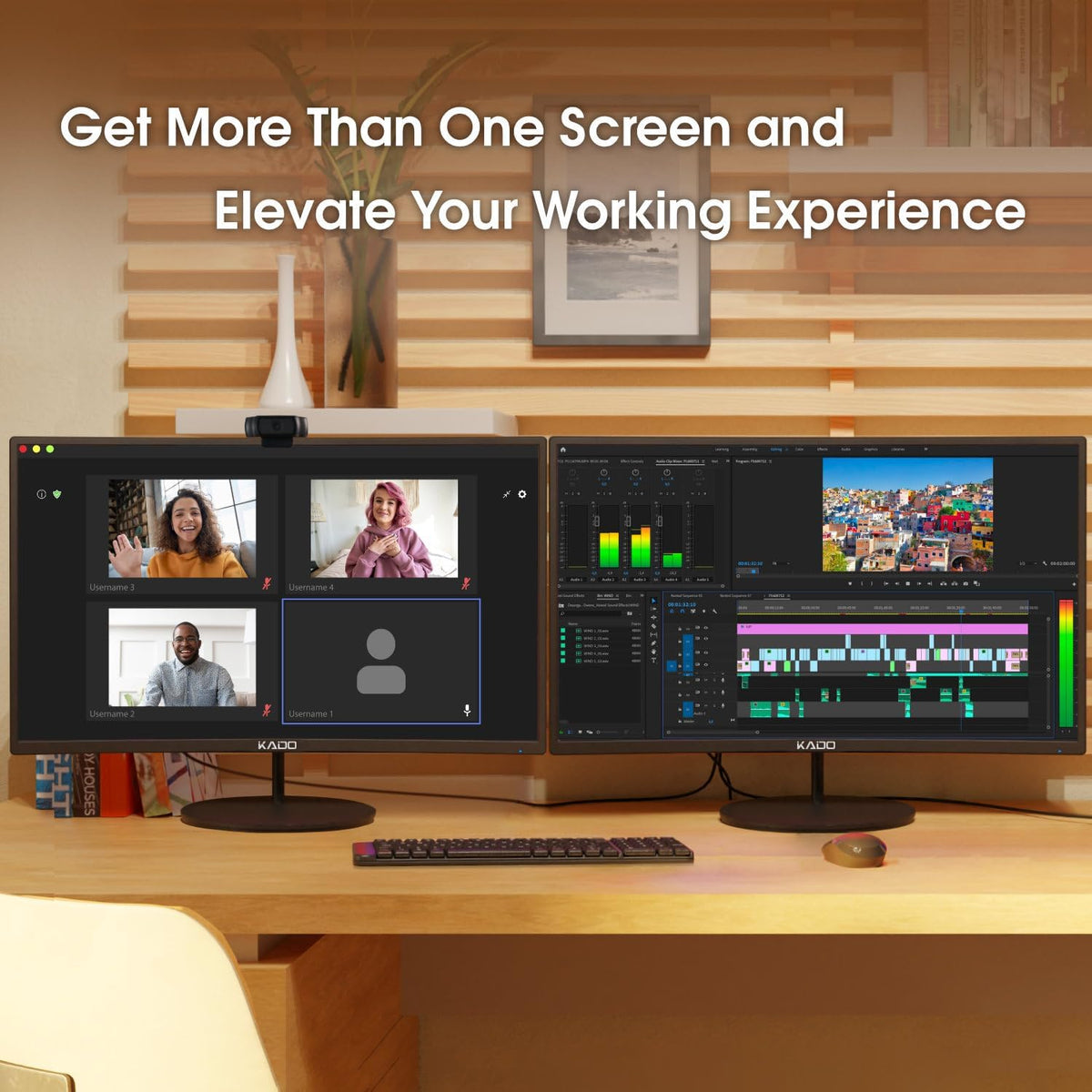 Kado Dual Monitor Setup - 2-Pack 24" Curved 1500R 1920x1080 Computer Monitor 75Hz VESA Mount HDMI Office Gaming Built-in Speakers (C24 Dual Series)