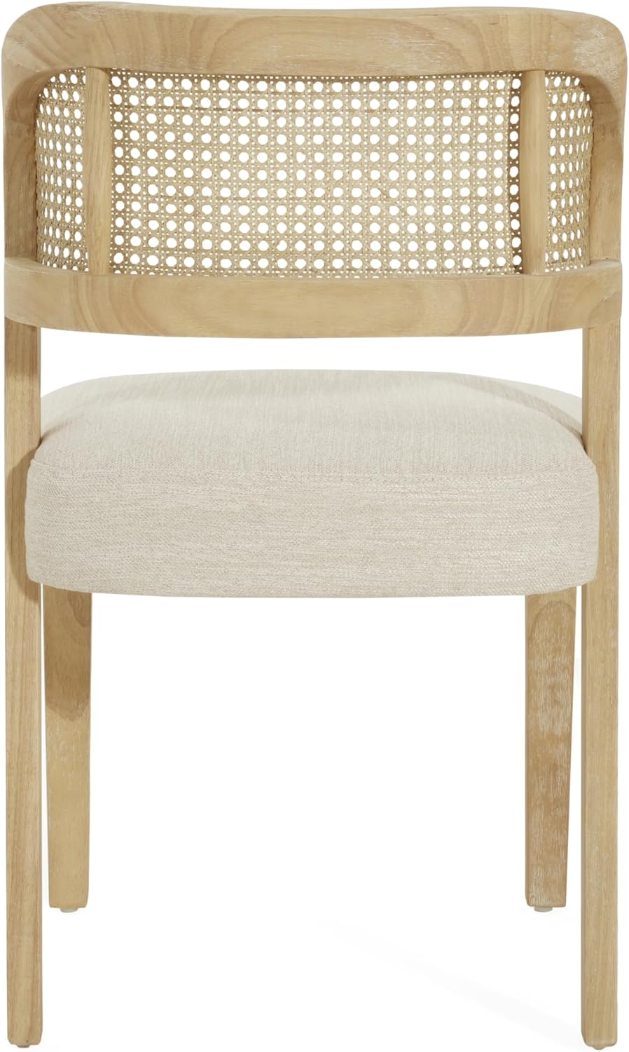 Christopher Knight Home Selwyn Dining Chairs Set of 2, Modern Dining Chair with Fabric Upholstery and Curved Back, Rubberwood Frame Kitchen Chairs with Cane Webbing, Accent Chairs, Beige+Natural