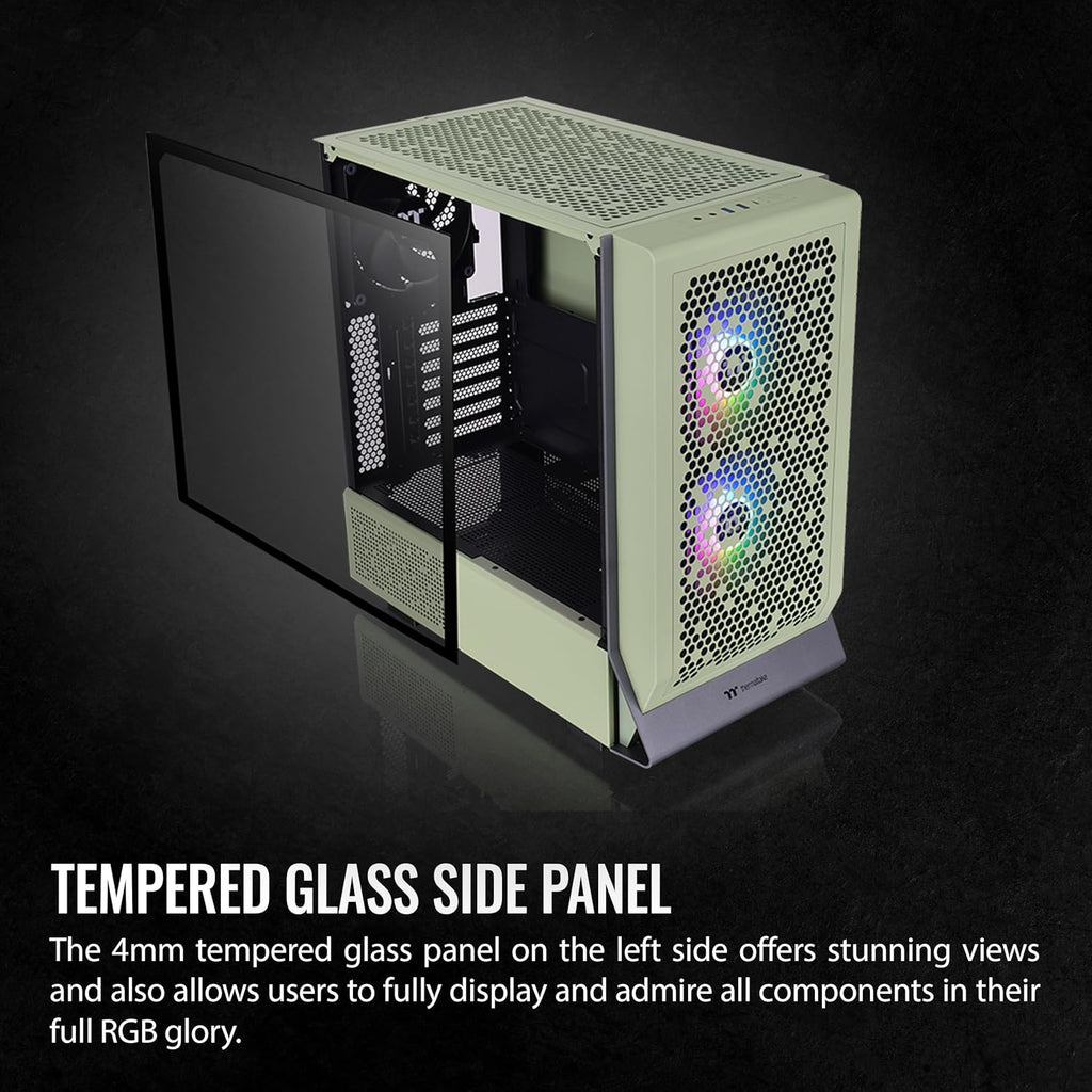 Thermaltake Ceres 300 Matcha Green Mid Tower E-ATX Computer Case with Tempered Glass Side Panel; 2xCT140 ARGB Fan Preinstalled; Rotational PCIe Slots; CA-1Y2-00MEWN-00; 3 Years Warranty
