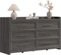 SICOTAS 6 Drawer Dresser for Bedroom-56.4" Extra-Wide Wooden Chest of Drawers with Large Storage, Long Dresser TV Stand with Drawers, Modern Closet Dressers for Nursery Living Room, Dark Grey Oak