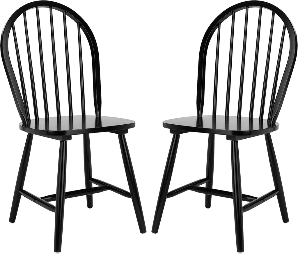SAFAVIEH Furniture - Camden Spindle Dining Chair Set of 2 - Black - Solid Wood - Classic Windsor Design - Ideal for Dining Room, Kitchen, 17.83" Seat Height (DCH8501A-SET2)