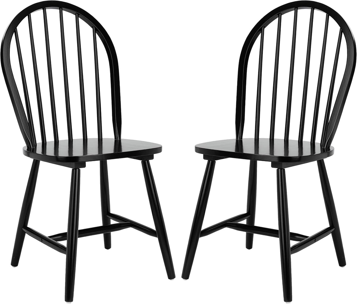 SAFAVIEH Furniture - Camden Spindle Dining Chair Set of 2 - Black - Solid Wood - Classic Windsor Design - Ideal for Dining Room, Kitchen, 17.83" Seat Height (DCH8501A-SET2)