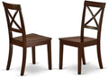 East West Furniture BOC-MAH-W Boston Dining Chairs - Cross Back Wood Seat Kitchen Chairs, Set of 2, Mahogany