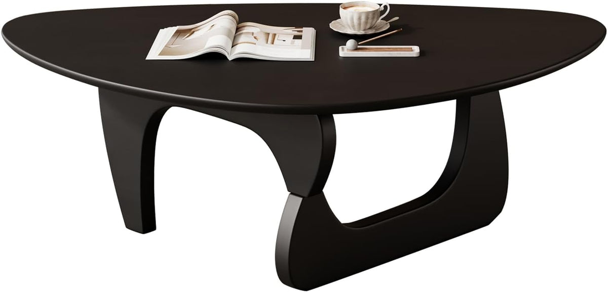 Mid Century Modern Coffee Table - Black Wooden Coffee Table for Living Room,Center Table Suitable for Bedroom Living Room Reception Office Tables (Black, Small 34.5 * 23.5 * 16in)