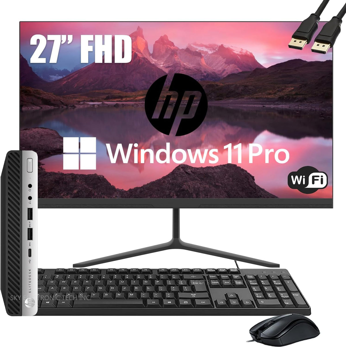 HP EliteDesk 800 G3 Mini Business Desktop Computer with 27" FHD Monitor PC Bundle, Intel Core i7-7700T up to 3.80 GHz, 8 GB RAM, 256 GB SSD, Keyboard & Mouse, WiFi/Bluetooth, Windows 11 Pro (Renewed)