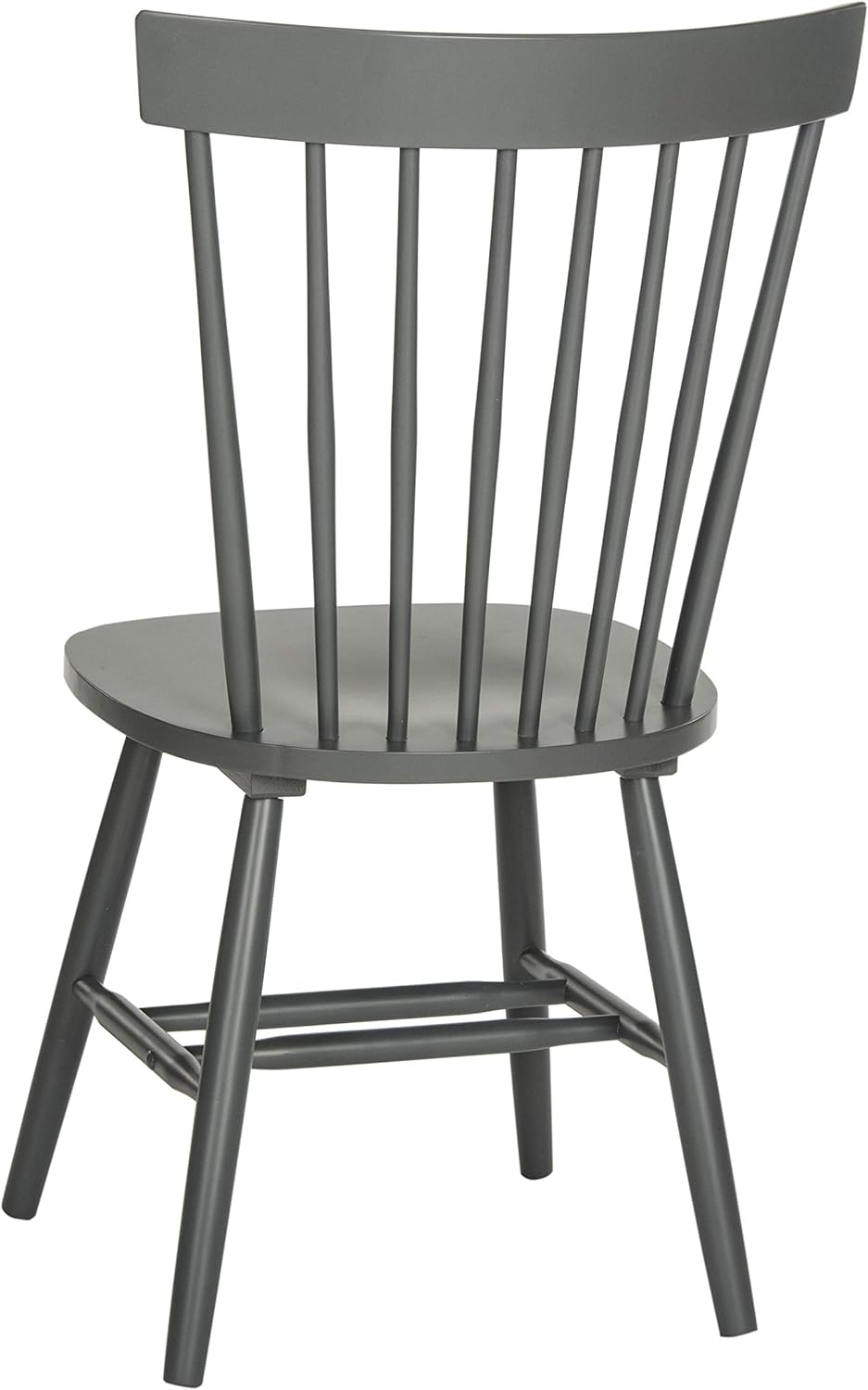 SAFAVIEH Furniture - Parker Spindle Dining Chair Set of 2 - Charcoal Grey - Solid Wood - Classic Windsor Design - Ideal for Dining Room, Kitchen, 17.3" Seat Height (AMH8500G-SET2)
