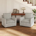 INZOY Swivel Accent Chair Set of 2, Upholstered Square Chair, Swivel Barrel Reading Chair with Thick Padded Backrest Cushion for Living Room Bedroom Small Space, Blue Stripe