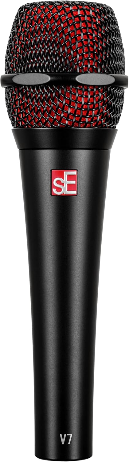 SE ELECTRONICS V7 Dynamic Microphone for Singing, Speech & Studio Recording - XLR Handheld Professional Microphone with Supercardioid Aluminum Voice Coil for Huge Gain Before Feedback - Black