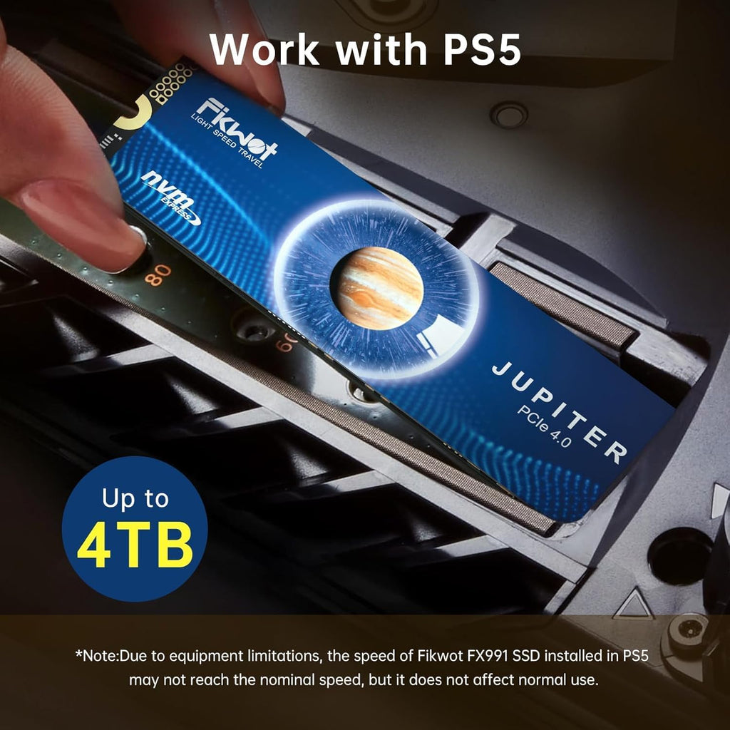 Fikwot FX991 M.2 SSD 2TB NVMe SSD M2 2280 PCIe Gen 4x4, Read Up to 7100MB/s, Internal Solid State Drive for PS5 Laptop Desktop 3D QLC NAND