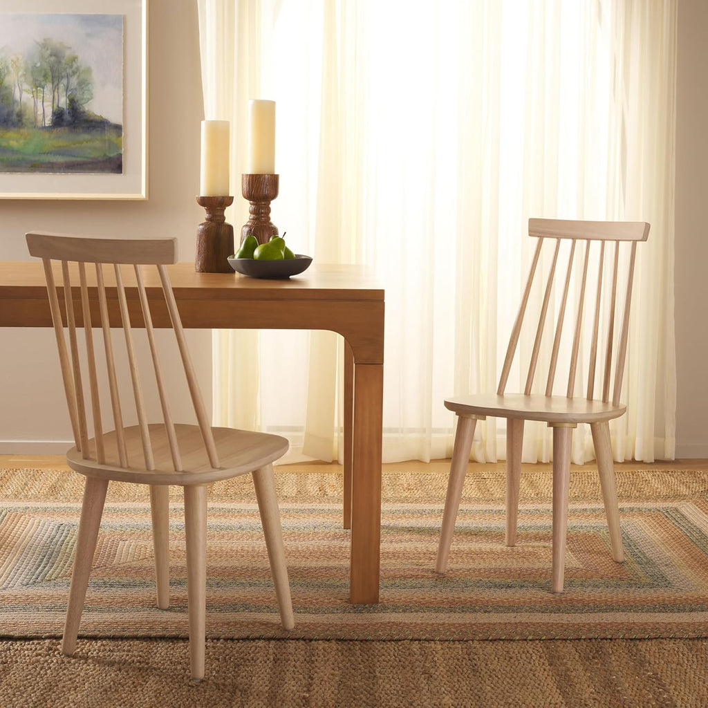 SAFAVIEH Furniture - Burris Side Chair Set of 2 - White Washed - Solid Wood - Modern Clean-Line Design - Ideal for Dining Room, Kitchen, Living Room, 17.7" Seat Height (AMH8511P-SET2)