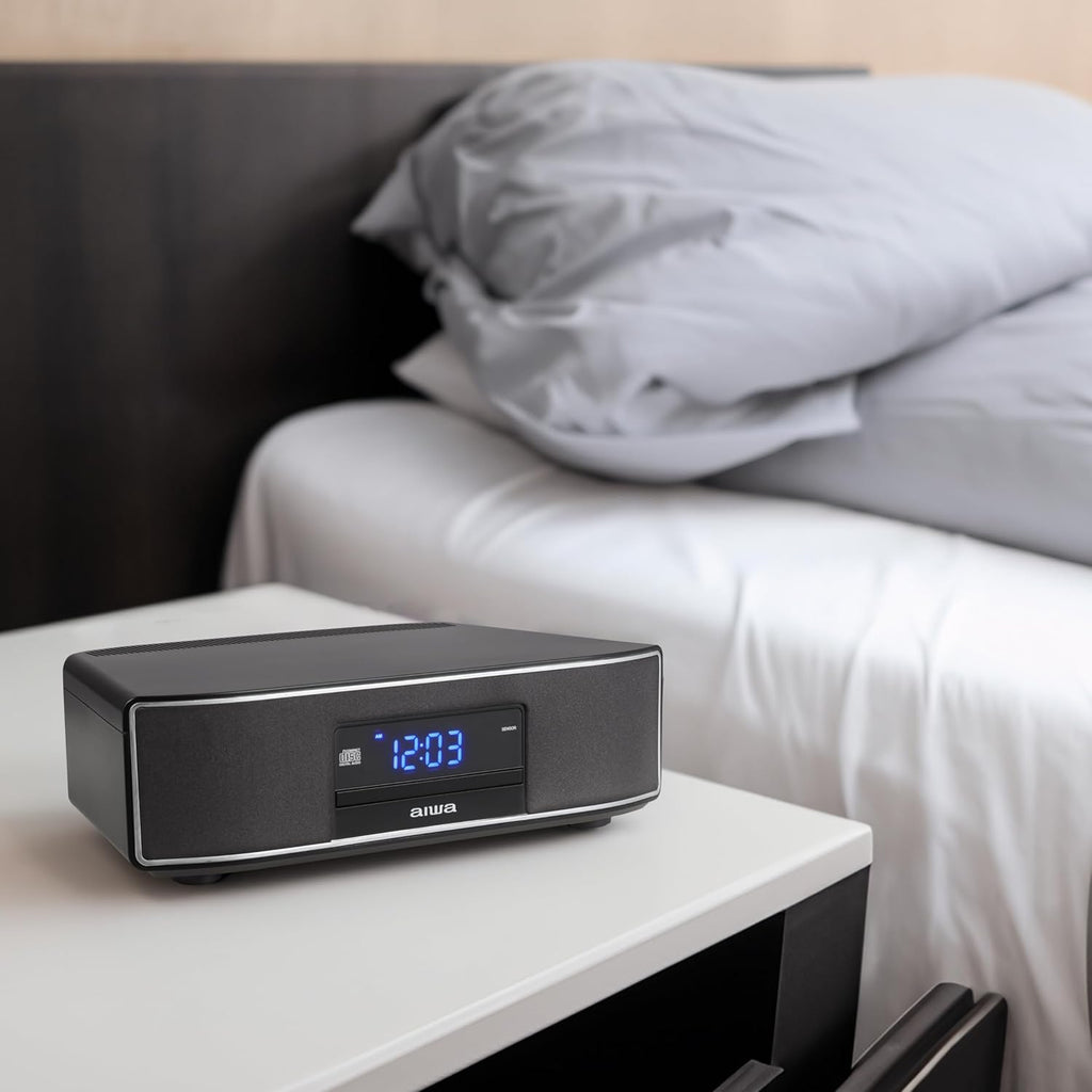 AIWA Exos Home Speaker, Premium 30W RMS Sound System with CD Player, Bluetooth Connectivity, FM Radio, Optical Digital Input, Dual 1” Tweeters + Dual 2” Bass Units, IR Remote Control
