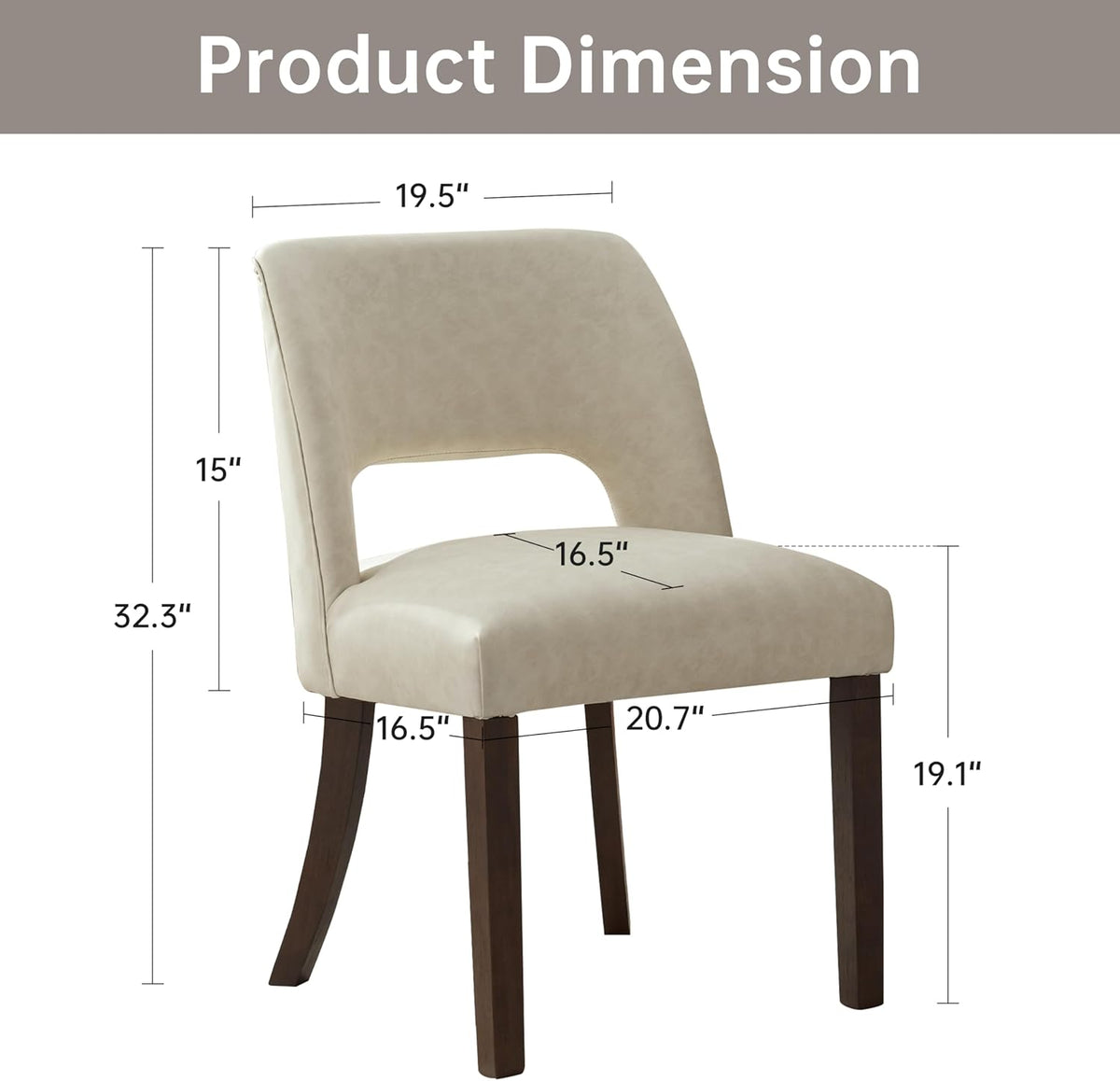 VKNOW Modern Dining Chairs Set of 6, Faux Leather Upholstered Dining Room Chair Kitchen Chairs, Farmhouse Dinner Chair for Kitchen Dining Room, Beige