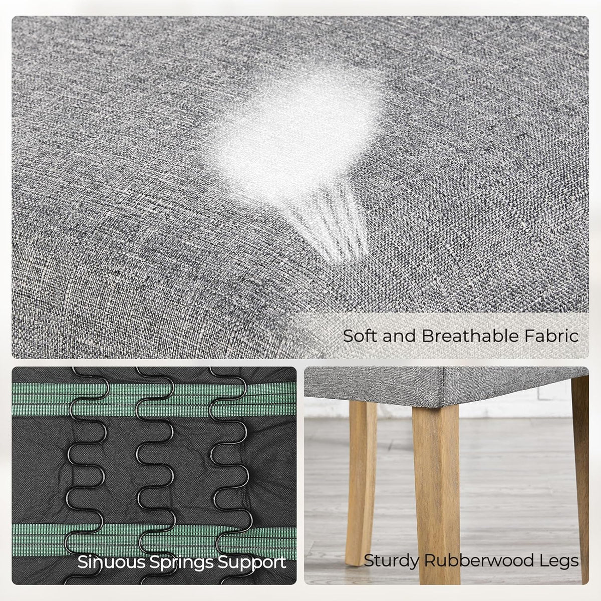 Yaheetech Dining Chairs Set of 4 Fabric Upholstered Button Tufted Kitchen Chairs with Solid Wood Legs for Home, Restaurant, Dining Room, Dark Gray