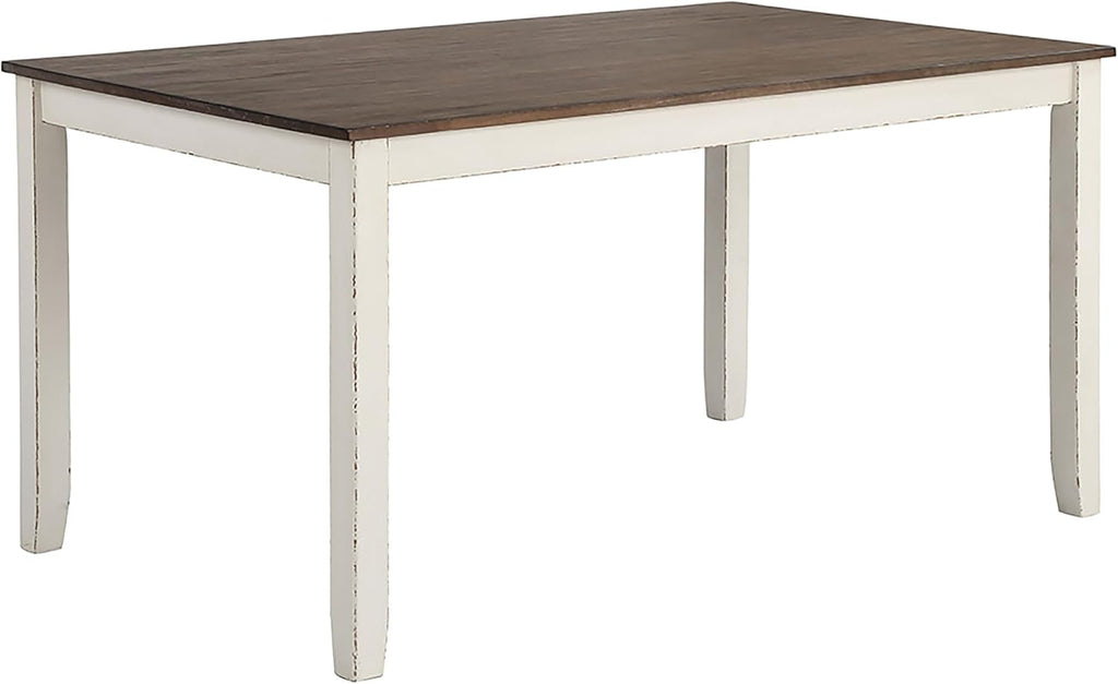 Coaster Home Furnishings - Fortress - Wood - 7-Piece Rectangular Dining Table Set – Farmhouse Style with Double-Cross Back Armless Side Chairs - Dining Room - Vintage White, Chestnut Brown - 190721